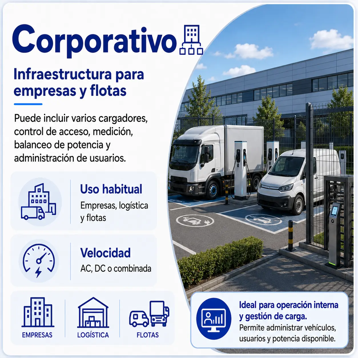 Infraestructura corporativa de carga para empresas y flotas