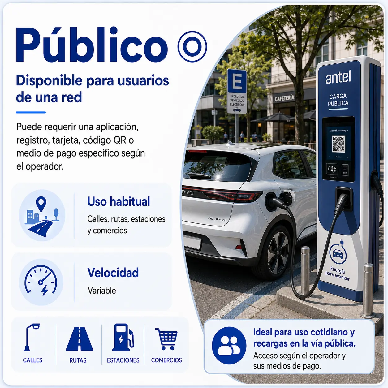 Cargador público para usuarios de una red