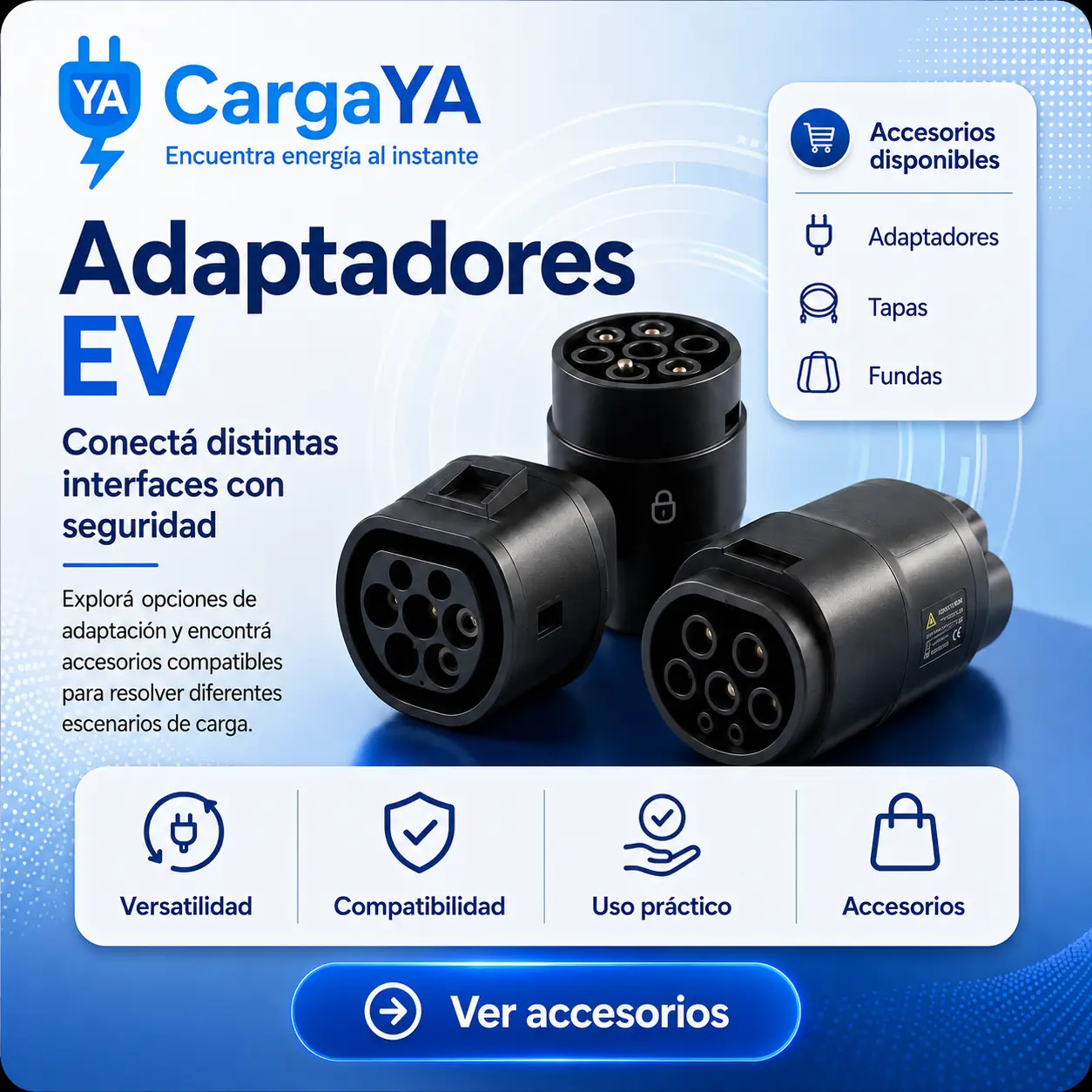 Adaptadores para vehículos eléctricos y accesorios compatibles