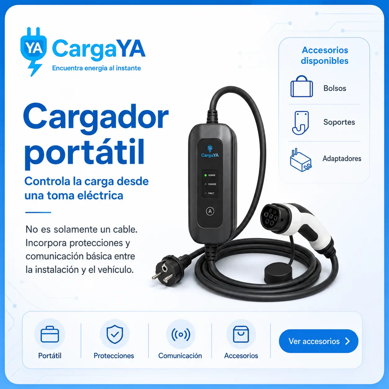 Cargador portátil para vehículos eléctricos y accesorios