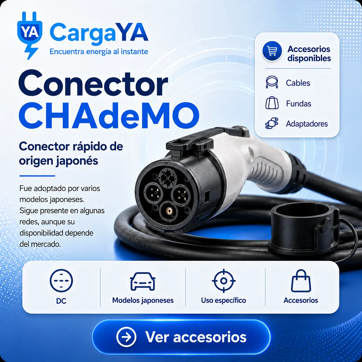Conector CHAdeMO y accesorios compatibles