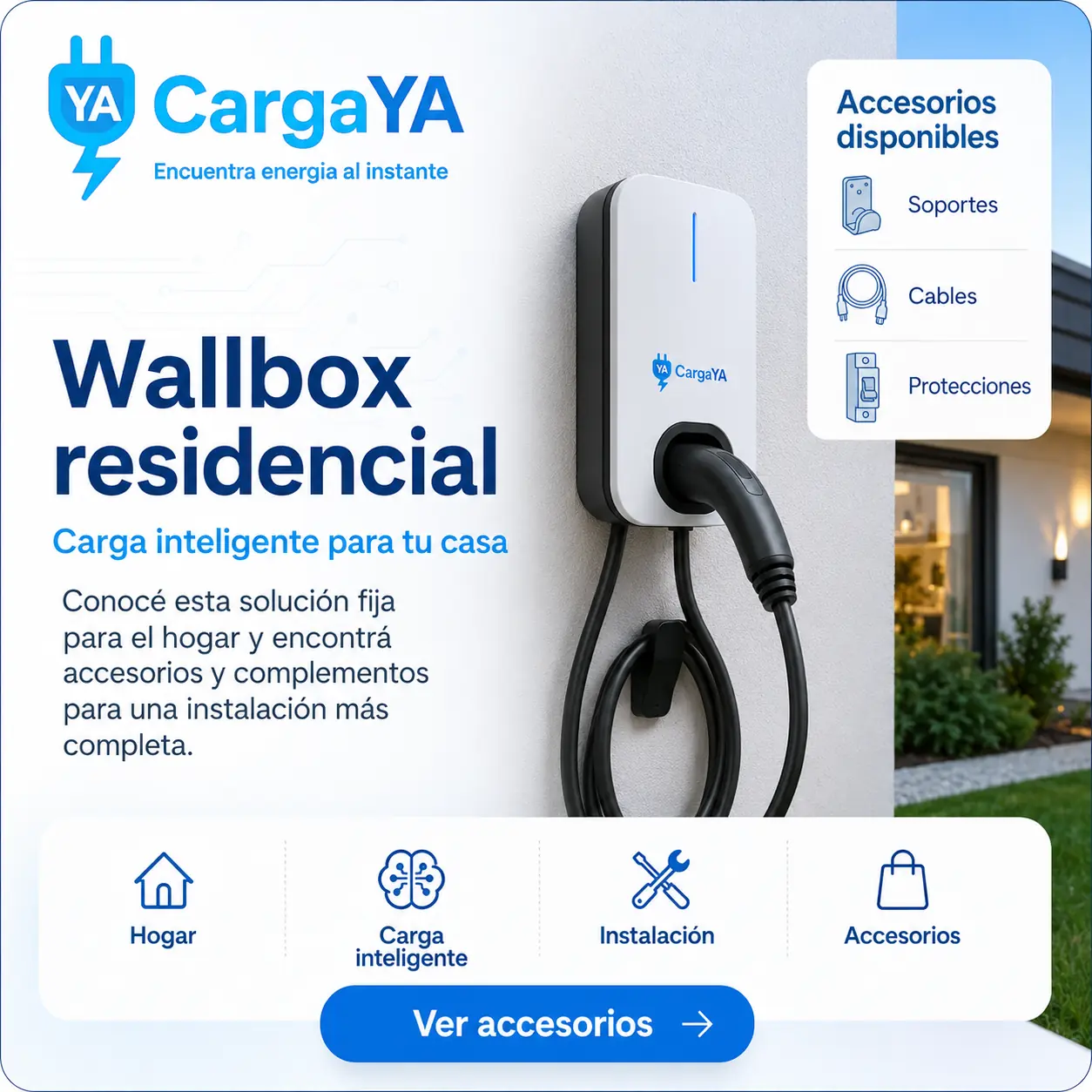 Wallbox residencial y accesorios para su instalación