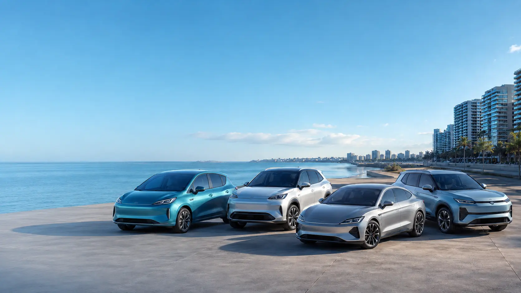 Varios vehículos eléctricos representando los modelos más vendidos